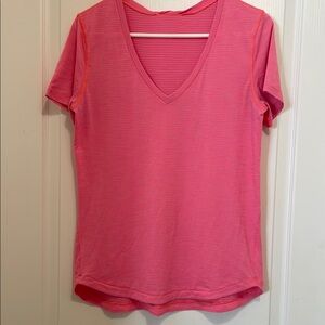 Lululemon Athletica Fitted Orange Pink Short Sleeve Tee